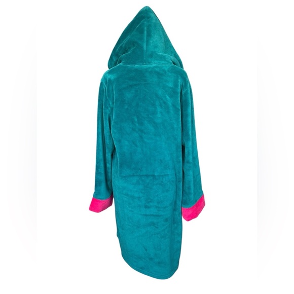 Alexander Del Rossa Like new Teal and Pink Hooded Pullover Robe medium - Picture 4 of 9